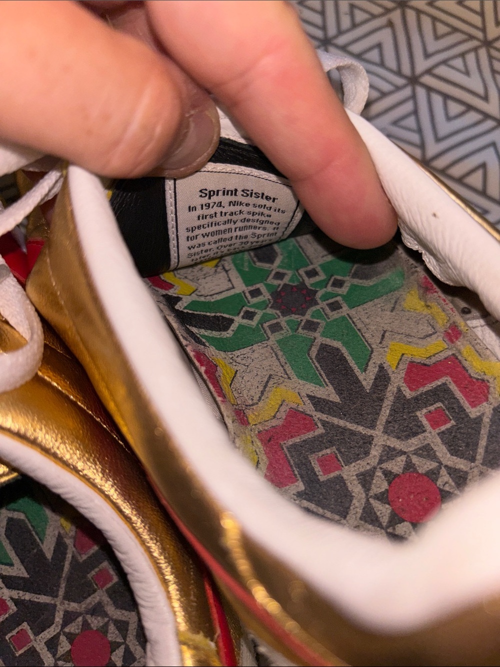 Nike Gold Leather Sneaker with Red Swoosh and White Laces - Picture 9 of 11